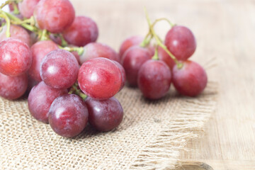 Bunch of red grapes closeup, sweet grapes