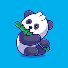 cute panda eat bamboo illustration suitable for mascot sticker and t-shirt design