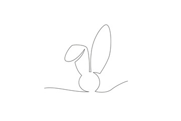 Have Yourself a Very Happy Easter. Easter Bunny illustration continuous line drawing. Vector illustration.