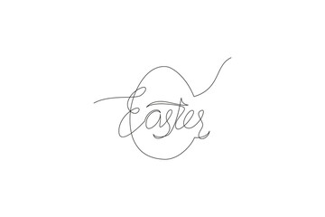 Have Yourself a Very Happy Easter. Easter Bunny illustration continuous line drawing. Vector illustration.