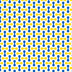 Geometric double bubble seamless pattern in Ukraine national flag colors. White background. Abstract ornament patriotic design. Illustration.