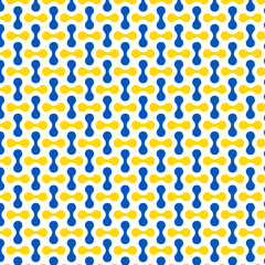 Geometric double bubble seamless pattern in Ukraine national flag colors. White background. Abstract ornament patriotic design. Illustration.
