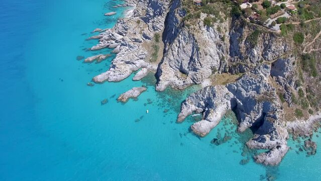 Capo Vaticano from the sky, Calabria. Aerial summer view of italian coastline