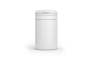 Blank plain White pill or vitamin dietary supplement bottle, Medical drug plastic bottle isolated on white background with clipping path. 3d rendering.