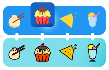 Food icon set. grocery illustration sign collection. fast food - junk food. flat field style vector vol 5