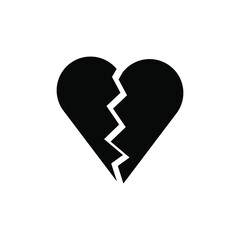 broken heart icon vector. heartache symbol. simple flat shape