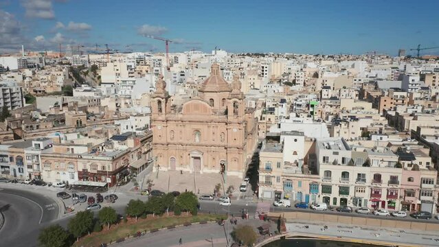 Msida, Malta. Aerial view church