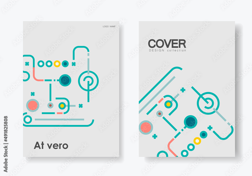 Poster Abstract color shapes background. Simple symbol geometry design. Vector texture connect. Element geometric texture on white templates