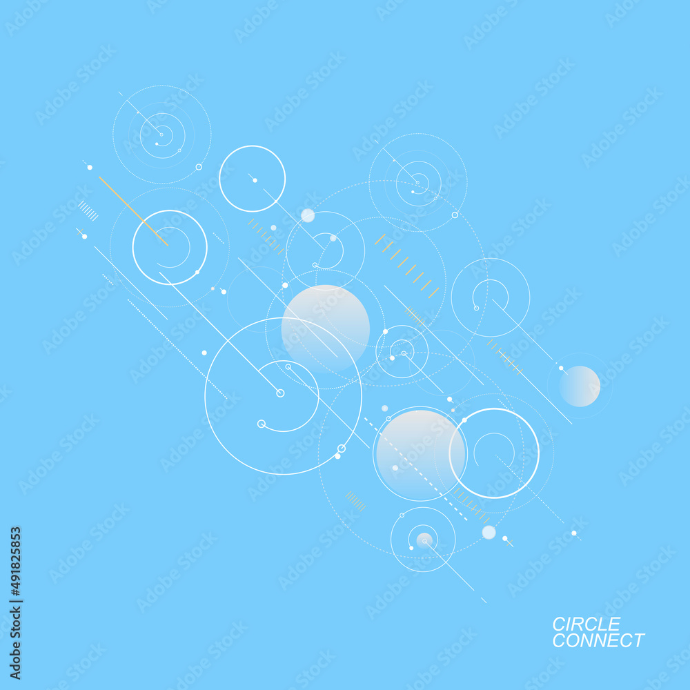 Aufkleber connect circle and lines background. geometric construction design. vector technology template. mode