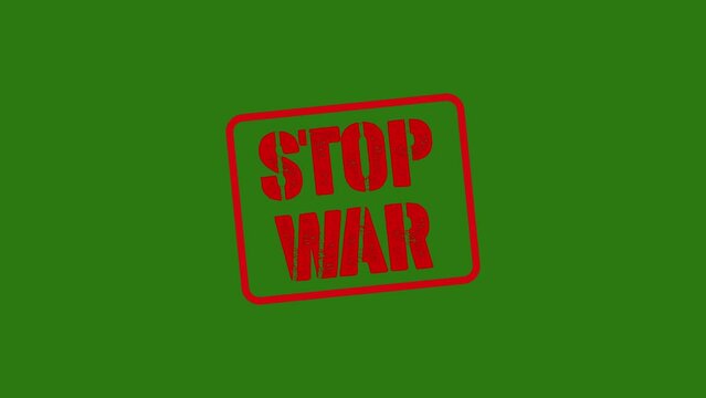 stop war stamp animation.4K motion animation. green background
