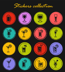 Glasses and cups icons set
