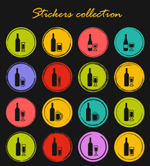 Glasses and cups icons set