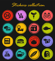Grocery store icons set