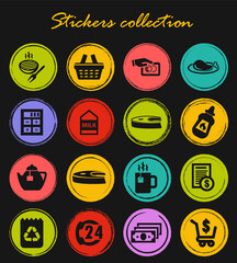 Grocery store icons set