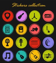 Guitar and accessories icons set