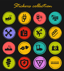 High voltage icons set