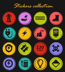 High voltage icons set