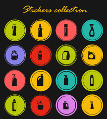 Household chemicals icons set