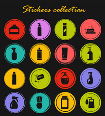 Household chemicals icons set