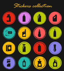 Household chemicals icons set