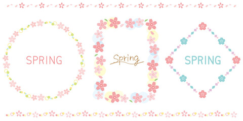 Cute frameset of cherry blossoms. ruled lines