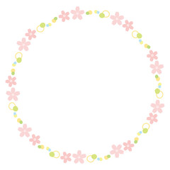 桜の花のかわいいフレーム　円形　春イメージ　
Cherry blossom frame circular