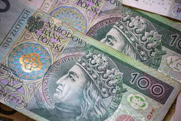 zloty, currency in Poland, banknote of 100 zl