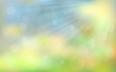 Fototapeta premium Spring blurred background whith sun rays.
