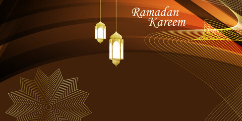 Brown background with gold lines, Ramadan background