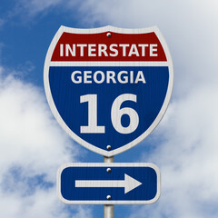 USA Interstate 16 highway sign