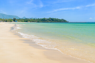 Thung Wua Laen Beach during sunny day, famous tourist destination and resort area, Chumphon, Thailand