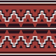 Navajo style seamless pattern, made in vector. Red orange, brown, white- original colors of navajo textile. - obrazy, fototapety, plakaty
