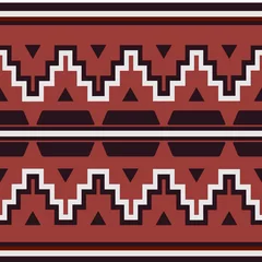 Fotobehang Navajo style seamless pattern, made in vector. Red orange, brown, white- original colors of navajo textile. © I_love_life