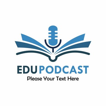 Edu podcast logo template illustration. there are book with podcast