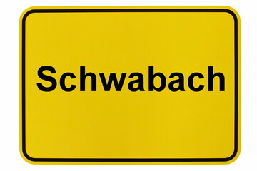 Illustration eines Ortsschildes der Stadt Schwabach - obrazy, fototapety, plakaty