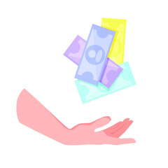 Money falls into the hand