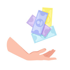 Money falls into the hand