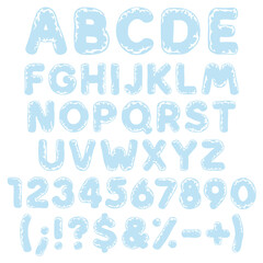 Alphabet, letters, numbers and signs made of plastic, polyethylene, cellophane. Set of isolated vector objects.