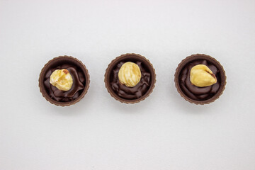 Few chocolates candy with filling