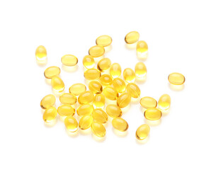 Gel pills on white background