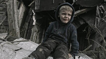  A child is crying in the ruins