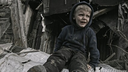  A child is crying in the ruins