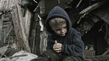  A child is crying in the ruins