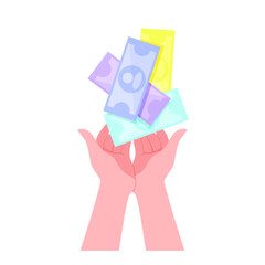 Money falls in two hands