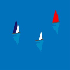 Abstract sails boats on the sea. Vector illustration.