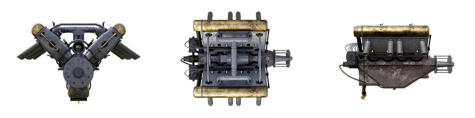 3d illustration of a airplane engine on a white background.