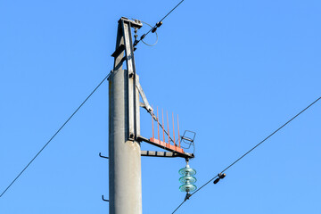 High voltage direct current (HVDC) transmission line. Electricity transmission