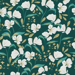 Blooming meadow pattern. Ditsy style. A Pattern for print, wallpaper, fabric, cushion, bedding, and much more