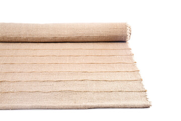 Modern fabric carpet on white background, closeup