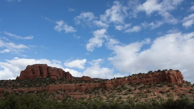 Clouds over Red Rocks of Sedona Timelapse Close up
